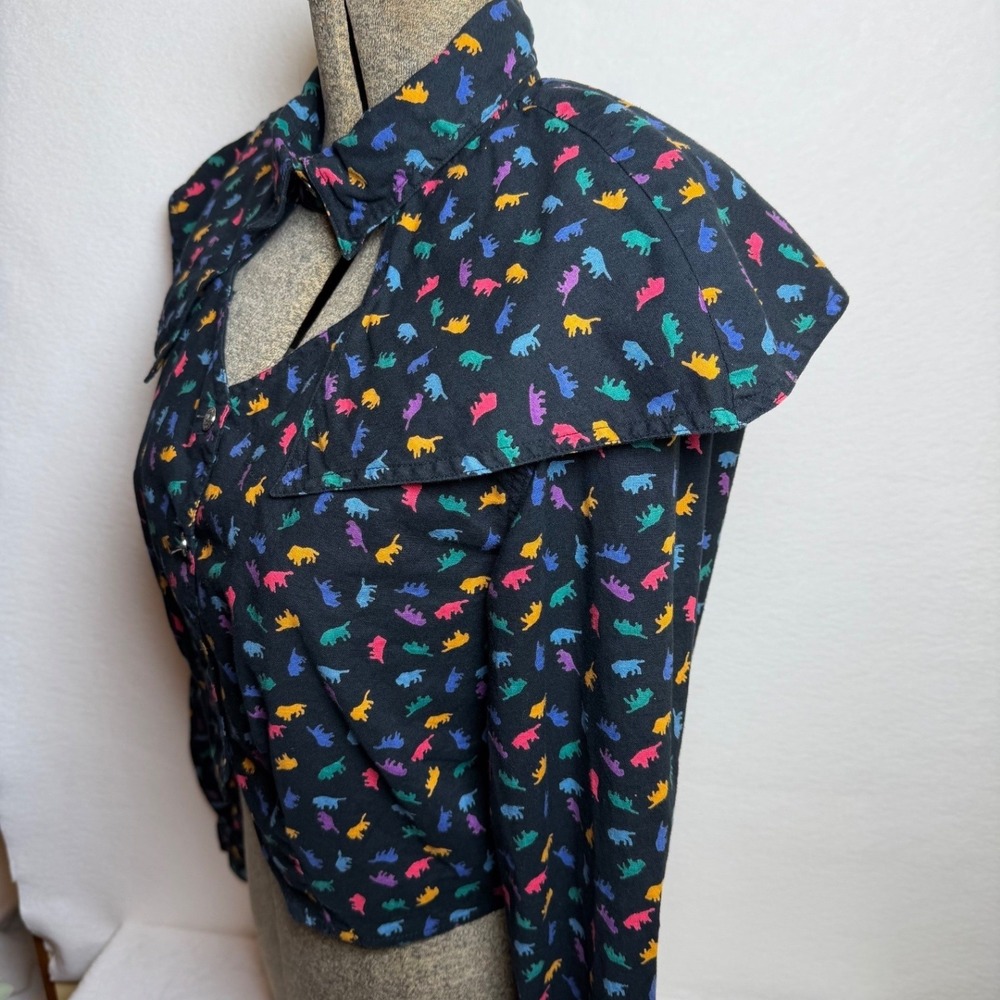 Vintage Rodeo Western Wear Women's Small Cropped Print Blouse 100% Cotton - Picture 2 of 15